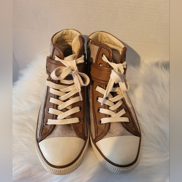 Aldo Brown and Tan High-Top Sneakers - Picture 2 of 5